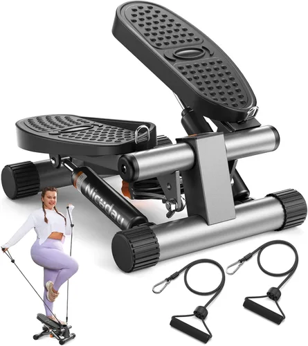 Niceday Steppers para ejercicio, escalera con bandas de resistencia, mini stepper con capacidad de carga de 136 kg, stepper de fitness hidráulico