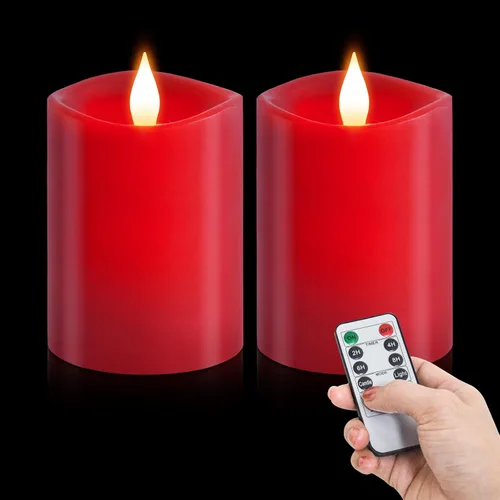 Miniatura 16 de Velas sin llama de 3 x 3 que funcionan con pilas con temporizador remoto, duran 600 horas, velas de batería parpadeantes, velas LED eléctricas