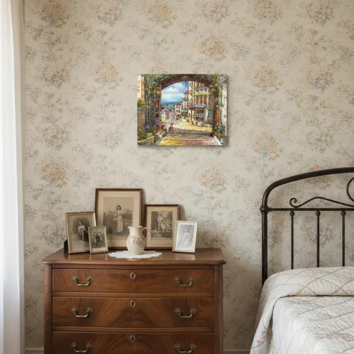 Miniatura 5 de SD SOFT DANCE Lienzo decorativo para pared de pueblo italiano, pintura de pueblo costero, reproducción de obras de arte para sala de estar