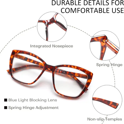 Miniatura 3 de NORPERWIS Gafas de lectura para mujer, bisagra de primavera, lentes de gran tamaño para mujer
