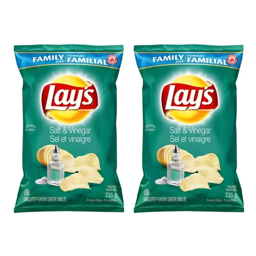 Lay's Papas fritas, sal y vinagre 8.29 oz/8.3 onzas, paquete de 2 {importado de Canadá}