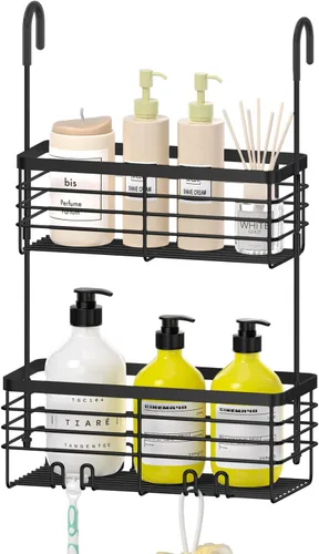Miniatura 7 de DELLAN Estante de Ducha Colgante, Organizador de Ducha Colgante para Baño, Estante de Ducha con Ganchos sobre la Puerta, Caddy de Ducha para Baño