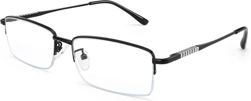 Miniatura 9 de Dollger Lentes rectangulares de luz azul para hombre, de metal, antiluz azul, bloqueo de luz azul, para computadora, a la moda, medio marco pequeño
