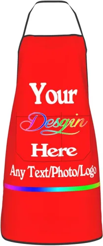 Miniatura 19 de Delantal de diseño personalizado para mujeres y hombres con bolsillos, delantal de cocina personalizado, diseño de logotipo de texto