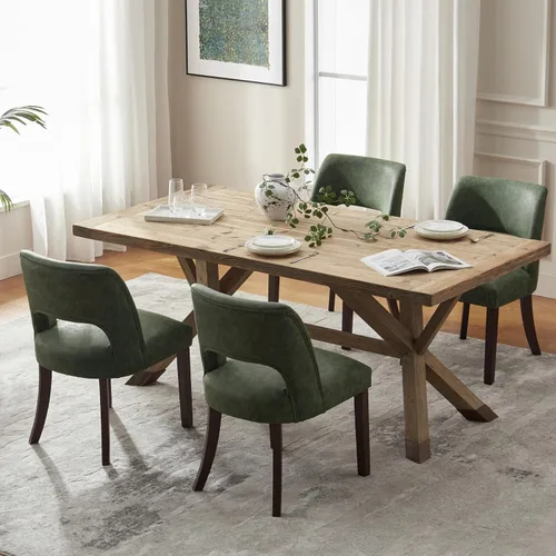 Miniatura 22 de VKNOW Juego de 2 sillas de comedor modernas, tapizadas de piel sintética, sillas de comedor, sillas de cocina, sillas de cena de granja para cocina