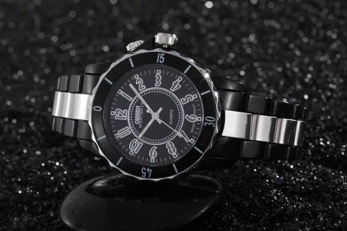 Miniatura 4 de blanco señoras relojes de trabajo 7 colores LED luz mujeres cuarzo reloj de moda impermeable analógico reloj