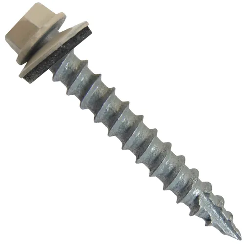 Miniatura 12 de Tornillos de metal para techos n.º 14 x 1-1/2 pulgadas, cabeza hexagonal de arandela de piel de buque Tornillo de techo de chapa metálica. Buckskin