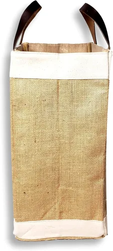 Miniatura 4 de Bolsa de mano ecológica con asa de cuero de yute y algodón