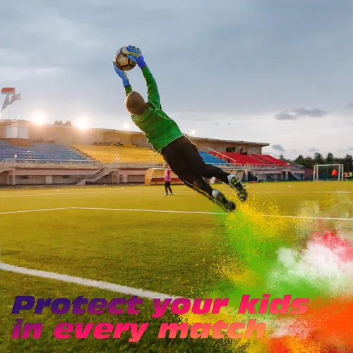 Miniatura 6 de Sportout Guantes de portero para niños, guantes de fútbol con doble protección en la muñeca y material de látex resistente al desgaste y Azul