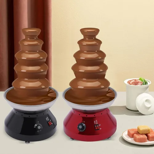 Miniatura 4 de Máquina comercial de fuente de chocolate de 5 niveles, calentador de fusión de acero inoxidable de gran capacidad de 7 libras, 101.4 fl oz, 230 W