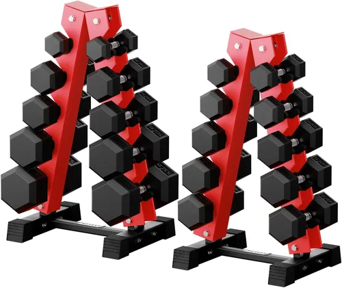 Miniatura 24 de RitFit Juego de mancuernas hexagonales de goma de 250 libras/300 libras/350 libras/550 libras/650 libras con estante de pesas, múltiples opciones