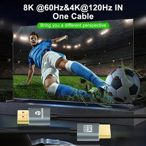 Miniatura 5 de Thsucords Cables HDMI ultra finos 8K 4K de 1.6 pies, delgado y flexible, suave de alta velocidad, cable HDMI 2.1 compatible con 4K @120Hz 8K @60Hz