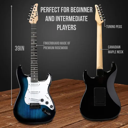 Miniatura 3 de LyxPro CS - Kit de guitarra eléctrica de 39 pulgadas para principiantes, intermedios y profesionales con guitarra, cable de amplificador, 6 púas