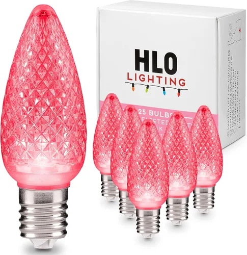 Miniatura 30 de HLO Lighting Juego de 25 bombillas LED de Navidad C9 de color blanco cálido para uso en interiores y exteriores Bombilla de repuesto duradera