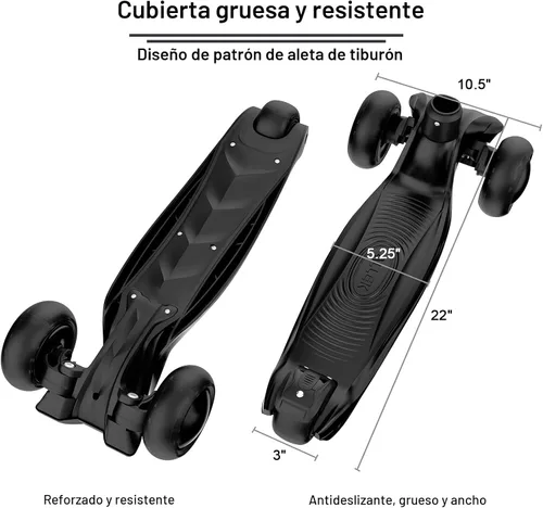 Miniatura 3 de Allek - Kick Scooter B03. Monopatín de 3 ruedas con ruedas de PU extra anchas y luminosas, sistema Lean 'N Glide, manillar ajustable a cualquier