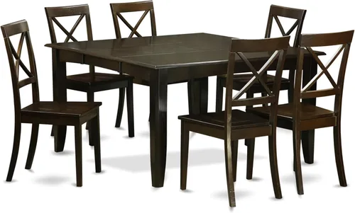 Miniatura 11 de East West Furniture PFBO9-CAP-W Juego de mesa de comedor moderno de 9 piezas, incluye una mesa cuadrada de madera con hoja de mariposa y 8 sillas