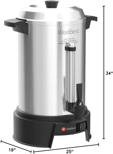 Miniatura 6 de West Bend Urna de café comercial de aluminio altamente pulido con control automático de temperatura, gran capacidad con preparación rápida y fácil