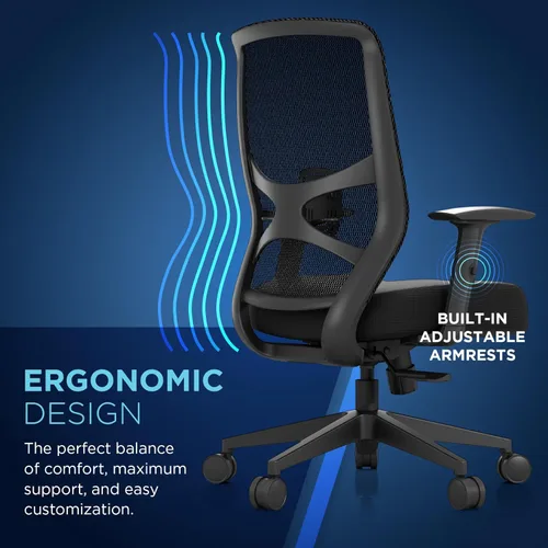 Miniatura 5 de Tempur-Pedic ProTask - Silla de oficina ejecutiva con capa de gel refrescante y soporte lumbar integrado, silla de escritorio ergonómica de malla