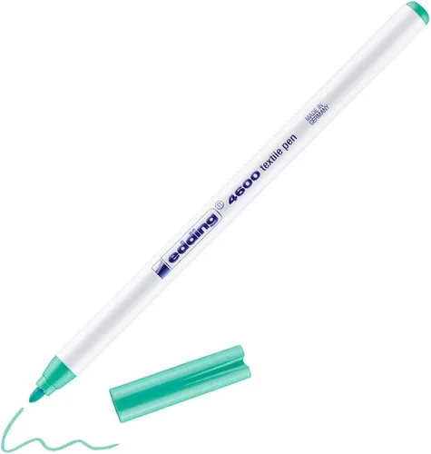 edding 4600 Bolígrafo textil – Verde pálido – 1 bolígrafo – Punta redonda de 0.039 in – Bolígrafos de tela permanente para dibujar en textiles,