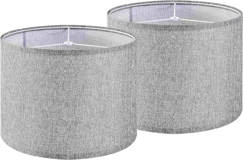 Miniatura 37 de GO&SO Pantallas de Lámpara de Tambor Medianas de Lino Natural de 13" Superior x 13" Inferior x 10" de Alto (Spider) Pantalla Moderna Beige Gris