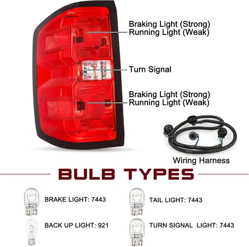 Miniatura 2 de JSBOYAT Conjunto de faros delanteros y luces traseras 2014 2015 Chevy Silverado 1500 Camioneta Pickup [Estilo de fábrica OE] lado del pasajero