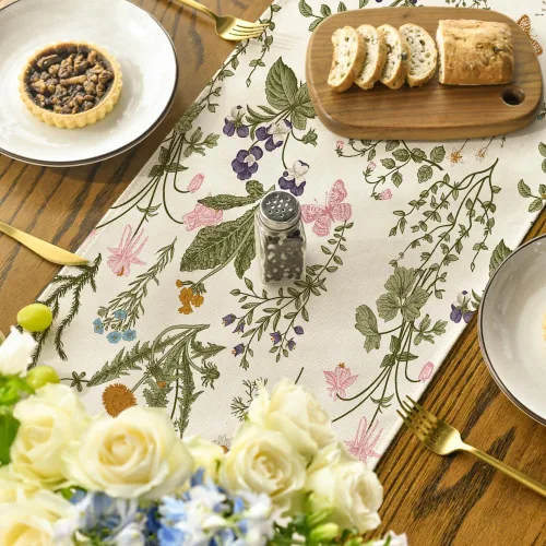 Miniatura 4 de Artoid Mode Camino de mesa floral de primavera con diseño de flores silvestres, mariposa, verano, cocina, comedor, decoración para decoración