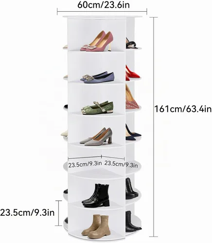 Miniatura 3 de Zapatero giratorio de 7 niveles, organizador de almacenamiento de zapatos de 360°, color blanco