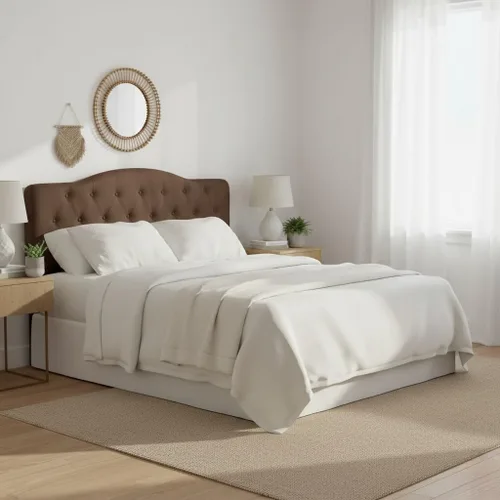 Miniatura 14 de Naomi Home Jessenia - Cabecera capitonada ajustable tapizada de lino con superficie acolchada, soporte de pared o marco de cama, color crema