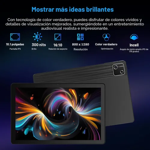 Miniatura 3 de Gleeso Tableta, tableta Android de 10 pulgadas, 30GB+128GB+2TB TF, 6200mAh, carga rápida de 15W, pantalla IPS HD 1280x800, WiFi 6, BT 5.4, cámara