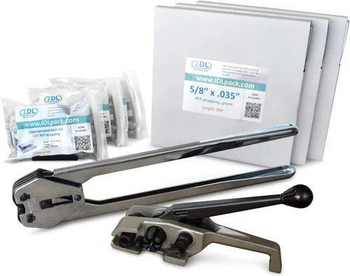 Miniatura 7 de IDL Packaging - PET-B-58-D Kit de flejado de poliéster de 5/8", estándar con dispensador - Todo lo que necesitas para atar un palet