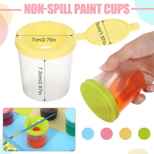 Miniatura 2 de Zonon Juego de 50 vasos de pintura de 6 onzas, antiderrames, con tapas abiertas, suministros de arte para la escuela, aula, estudio de artistas