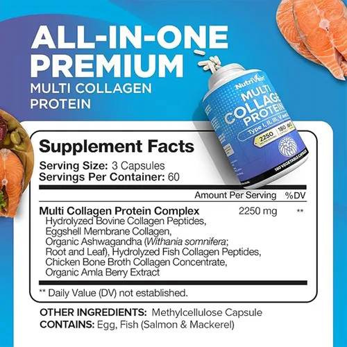 Miniatura 3 de Nutrivein Cápsulas de colágeno múltiple premium y paquete bloqueador DHT: cápsulas de péptidos de colágeno múltiple de alta absorción y bloqueador
