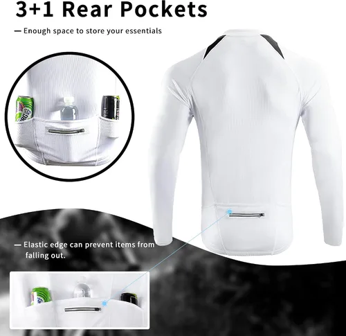 Miniatura 4 de Cycling Bike Jersey for Men Short and Long Sleeve Bike Bicycle Shirts Biking Clothing Breathable Quick-Dry Shirt with Pockets