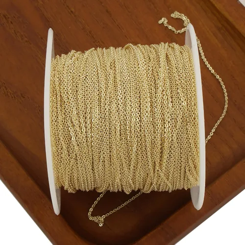 Miniatura 3 de Cadena de cable rellena de oro de 14 quilates de 6 pies para fabricación de joyas personalizadas, cadena de cable a granel sin terminar (0.039 in)