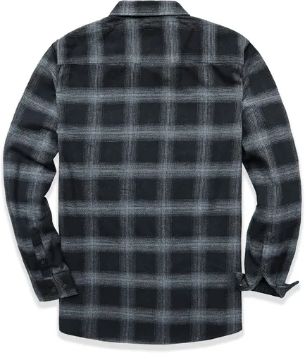 Miniatura 2 de Dubinik Camisa de franela para hombre, casual, con botones, para trabajo, suave, de algodón, ligera, de franela a cuadros, de manga larga