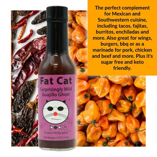 Miniatura 5 de Fat Cat Gourmet - Salsa picante y marinada de Guajillo Ghost Tex-Mex Sorprendentemente Mild - Sabor ahumado salado - Calor suave - Para tacos