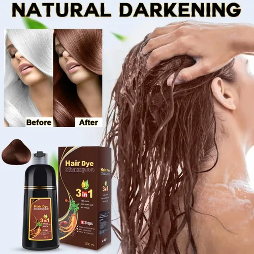 Miniatura 2 de Champú para teñir el cabello cosmpro, color marrón castaño para cabello gris, champú de hierbas para teñir el cabello 3 en 1 para hombres y mujeres