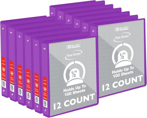 Miniatura 20 de BAZIC Products Carpeta organizadora de 3 anillas de 1/2 pulgada con vista económica, color negro, anillo redondo, capacidad para 100 hojas de papel