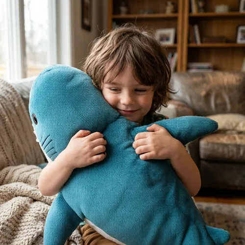 Miniatura 2 de Peluche de tiburón gigante de 39.4 pulgadas, almohada de tiburón de peluche súper suave y linda, decoración de habitación para niños y niñas, regalo