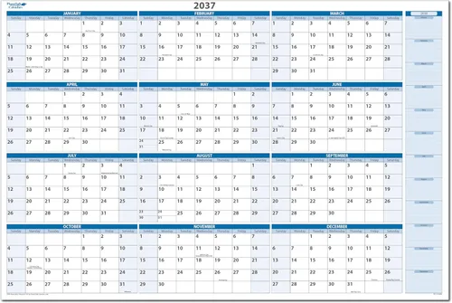 Miniatura 9 de Calendario de pared horizontal borrable en húmedo y seco, azul cielo 2026, 36 pulgadas de alto x 56 pulgadas de ancho con área de planificación