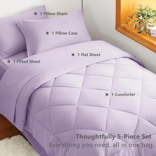 Miniatura 150 de CozyLux Juego de edredón tamaño King, color naranja quemado, toda la ropa de cama en una sola bolsa, 7 piezas: edredón, fundas de almohada