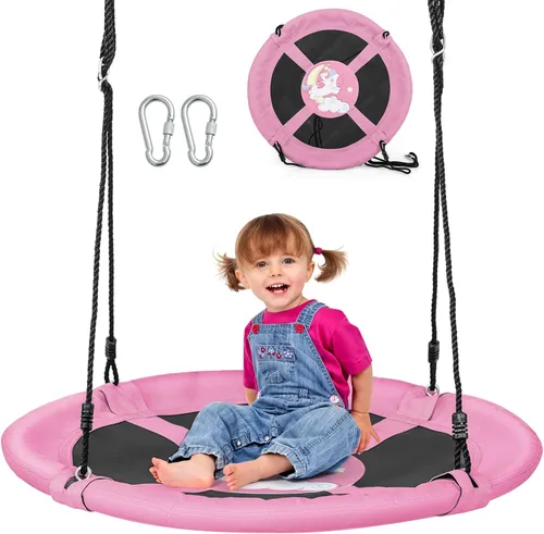 Miniatura 15 de Costzon - Platillo volador de 40 pulgadas, columpio seguro y resistente para niños de fácil montaje, cuerdas ajustables, ideal para el parque