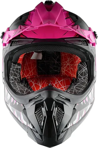 Miniatura 7 de 1Storm - Casco de motocross para adulto ATV Dirt Bike BMX MX Downhill Mountain Helmet estilo pista JH601; conjunto de casco rosa dinosaurio + gafas