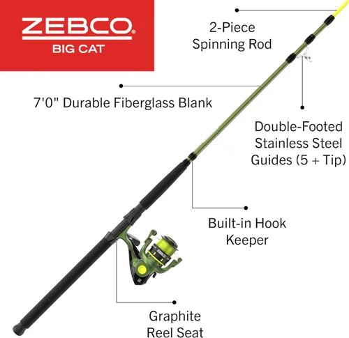 Miniatura 2 de Zebco Combo de carrete giratorio y caña de pescar Big Cat