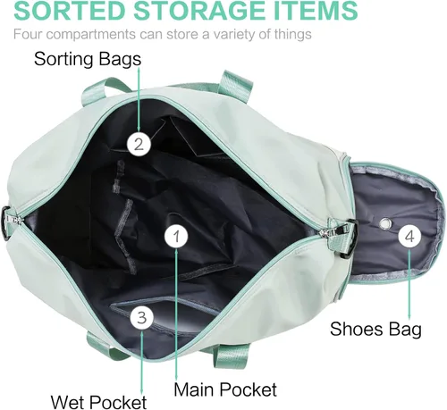 Miniatura 3 de Bolsas de lona deportivas para mujeres y hombres, bolsa de gimnasio portátil con bolsillo húmedo y compartimento separado para zapatos, organizador