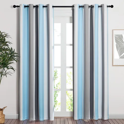 Miniatura 12 de NICETOWN Cortinas opacas arcoíris para niños, para dormitorio de princesa, sala de juegos, cortinas degradadas con aislamiento térmico y parte