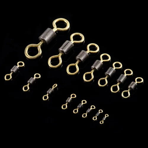 Miniatura 7 de Goture 100 unidades de barril giratorio de pesca, acero inoxidable giratorio para pesca, giratorios esenciales para pesca de barril giratorios