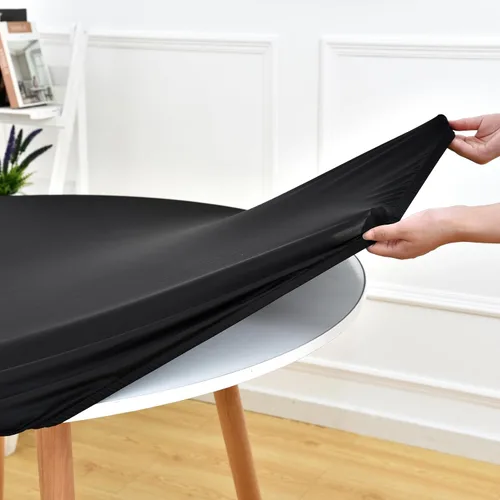 Miniatura 4 de Mantel ajustable con bordes elásticos para mesas redondas, funda elástica de elastano de 48 pulgadas para mesa en casa, comedor, picnic, fiesta