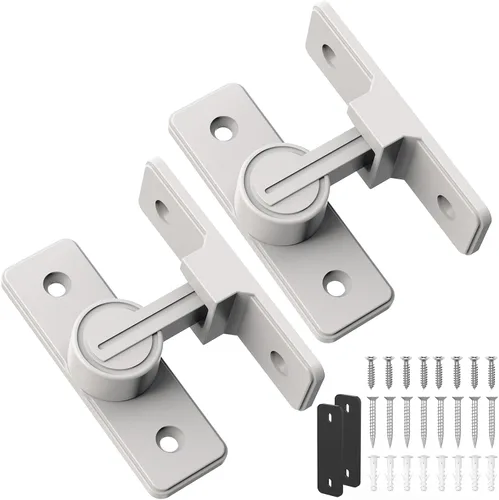 Miniatura 15 de Cerradura de puerta de granero abatible de 90 grados, cerraduras de puerta corredera de alta resistencia para jardín, baño, garaje, puertas