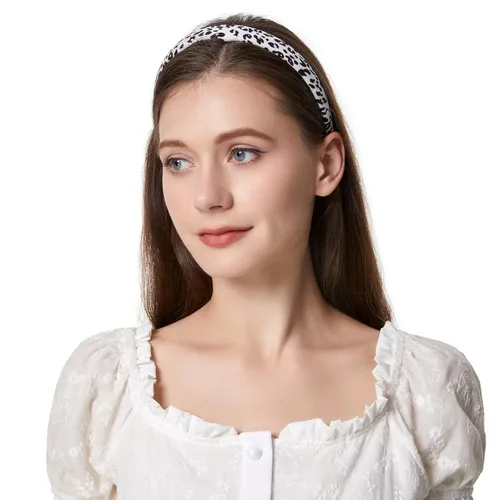 Miniatura 8 de Cuizhiyu Diademas con estampado de leopardo para mujeres y niñas, diadema de 0.8 in de ancho, diadema de poliuretano sólido, accesorios